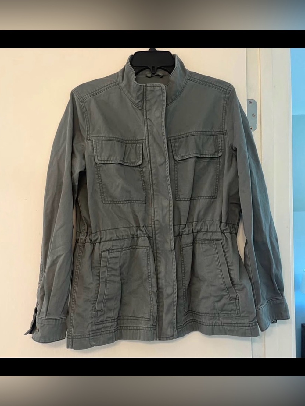 GAP Women's Olive Green Cinch Waist 100% Cotton Utility Jacket